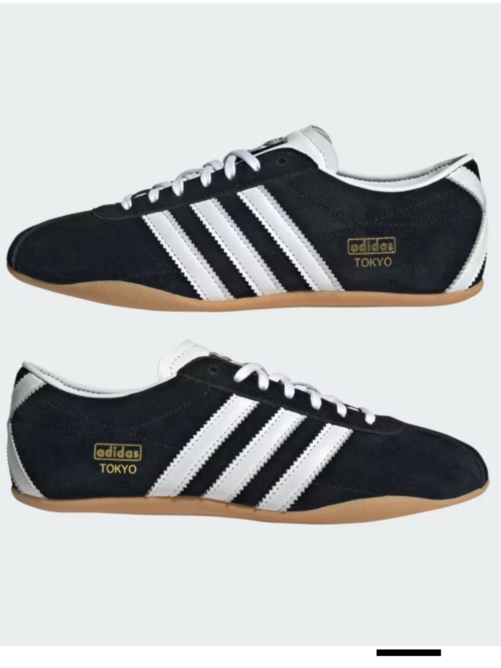 adidas Tokyo Black & White Sneakers with Gum Sole